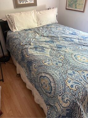 Pottery Barn Paisley Duvet Set with Vintage Hand-Embroidered Shams